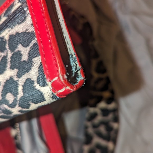 Coach bag red and leopard print with matching wallet - Picture 11 of 16